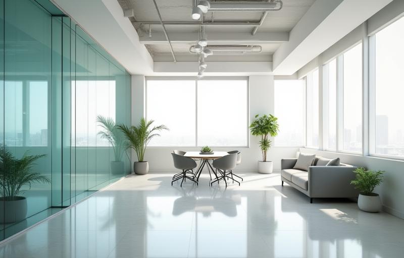 Modern office interior with meeting space
